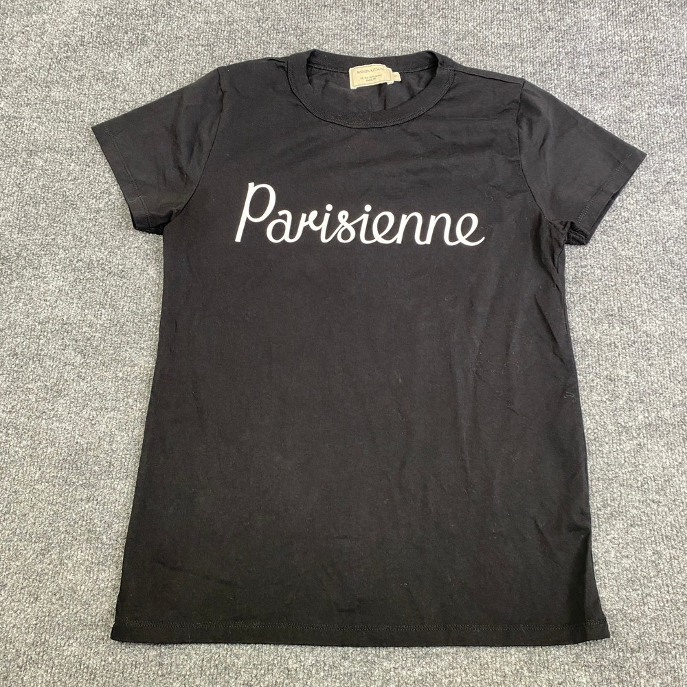 Maison Kitsune Parisienne Black Graphic T-Shirt AW00101KJ0005 Womens Small